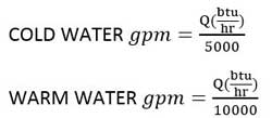 فرمول محاسبه دبی فن کویل برای آب سرد و آب گرم