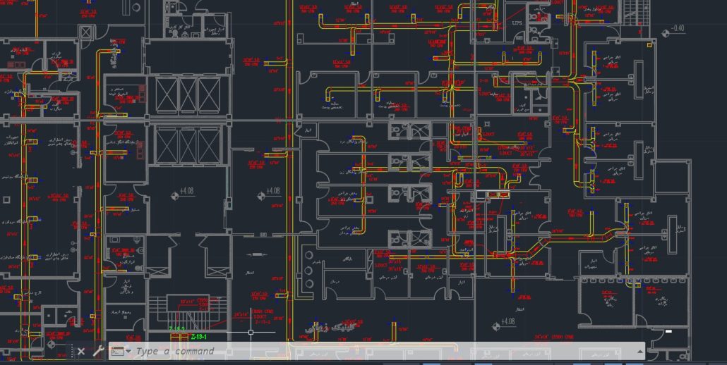 نقشه تاسیسات مکانیکی ساختمان کانال کشی تهویه مطبوع